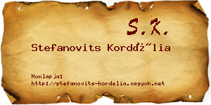 Stefanovits Kordélia névjegykártya
